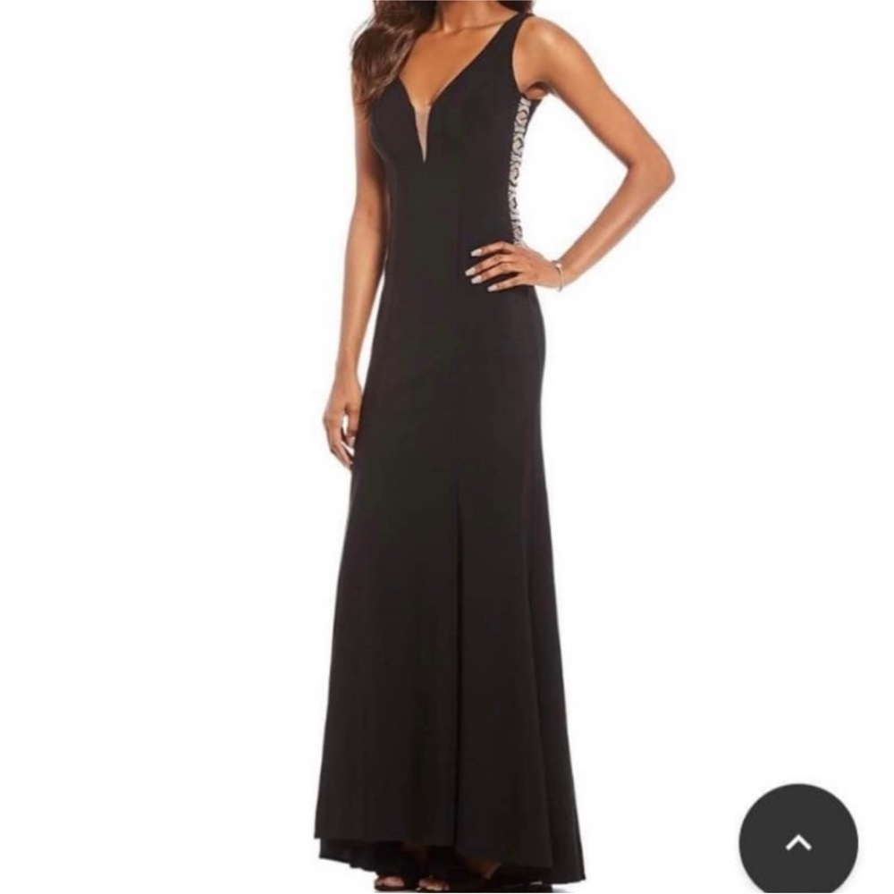 Xscape Black Maxi Dress with Silver Accents